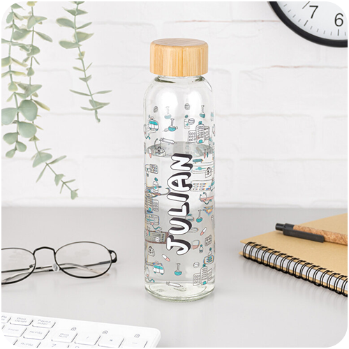 personalised glass water bottle